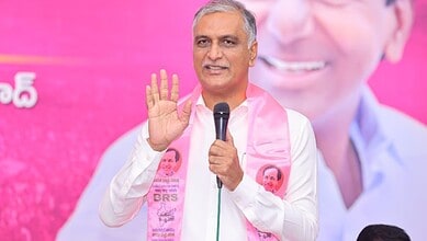 BRS MLA Harish Rao addresses a meeting
