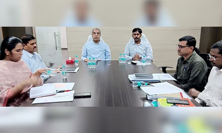 Telangana excise department principal secretary Raghunandan Rao holds a review meeting