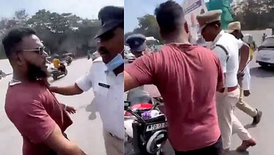Man gets into an altercation with Hyderabad traffic police