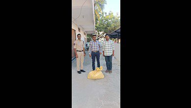 Telangana excise officials with ganja seized in Warangal