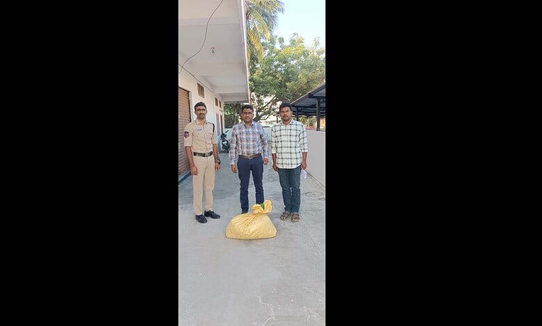 Telangana excise officials with ganja seized in Warangal