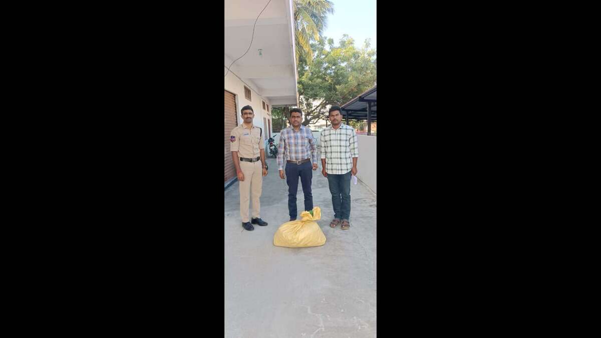 Telangana excise officials with ganja seized in Warangal