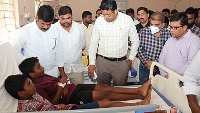 Gadwal collector BM Santhosh visited the students of BC boys hostel after the food poisoning incident.