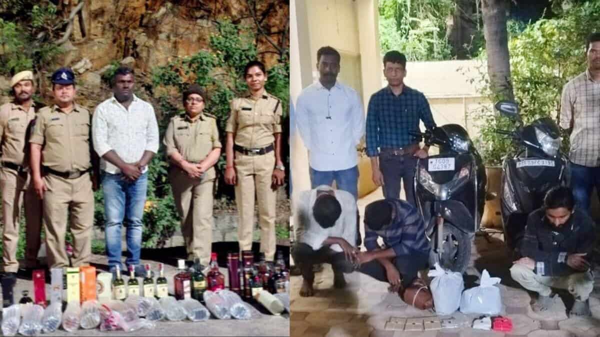 Telangana excise department seizes liquor and Ganja in Hyderabad