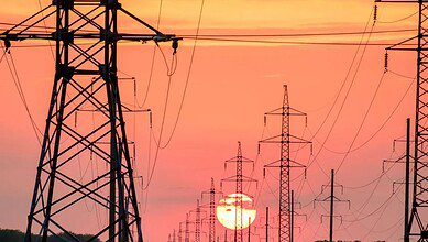 Image shows electricity towers