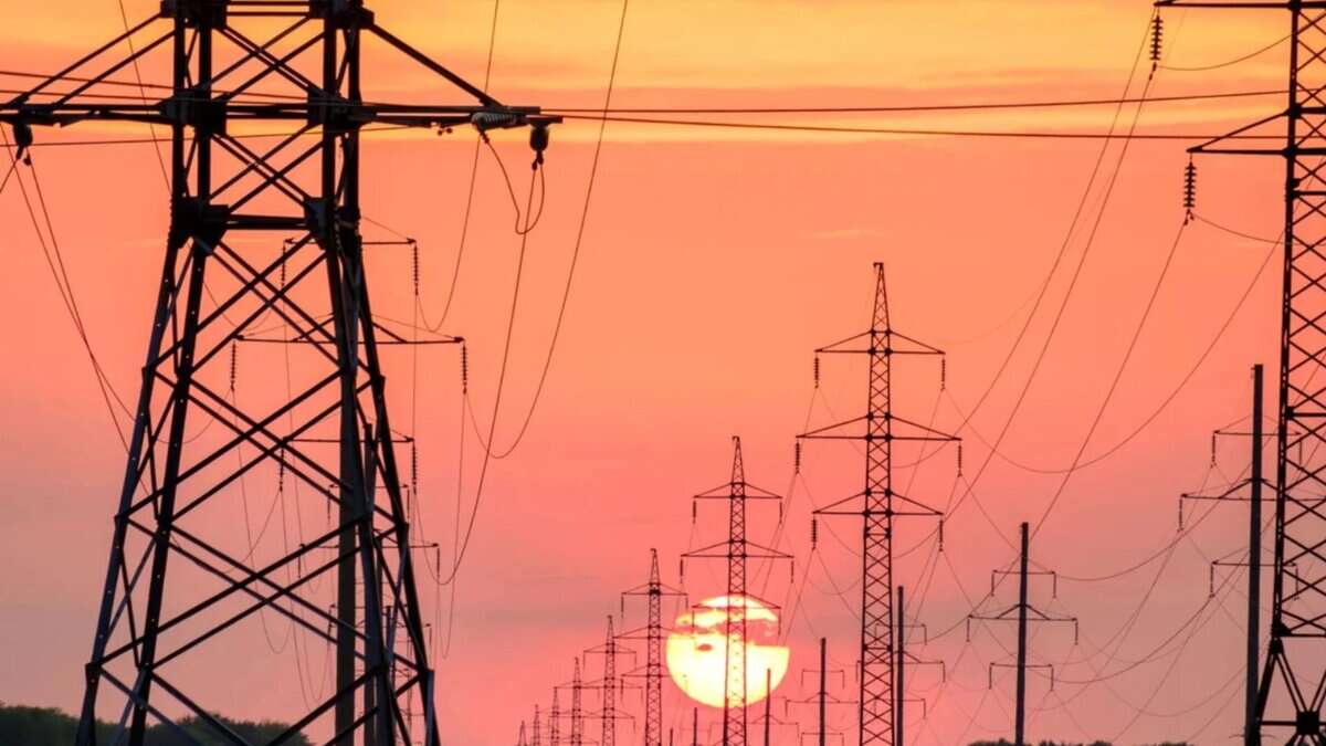 Image shows electricity towers