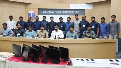 Image shows Cyberabad police with computers