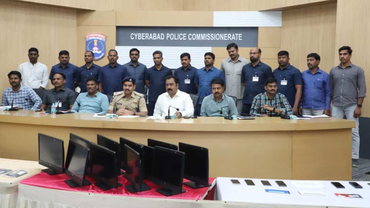 Image shows Cyberabad police with computers