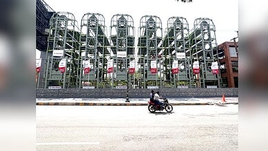 Image shows a new parking facility at KBR park in Hyderabad