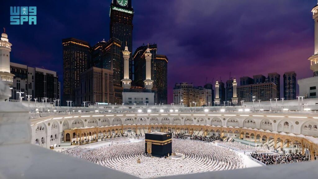 Crowds of pilgrims fill the Mataf area at the Grand Mosque in Makkah.
