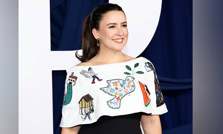 Ms Rachel wears a dress embroidered with Gaza children’s artwork at the Glamour Women of the Year Awards 2025 in New York.