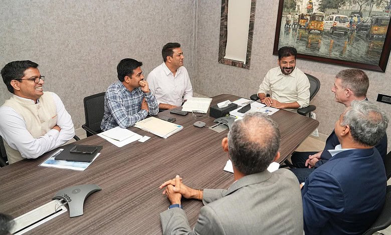 Image of Telangana CM Revanth Reddy with the German team