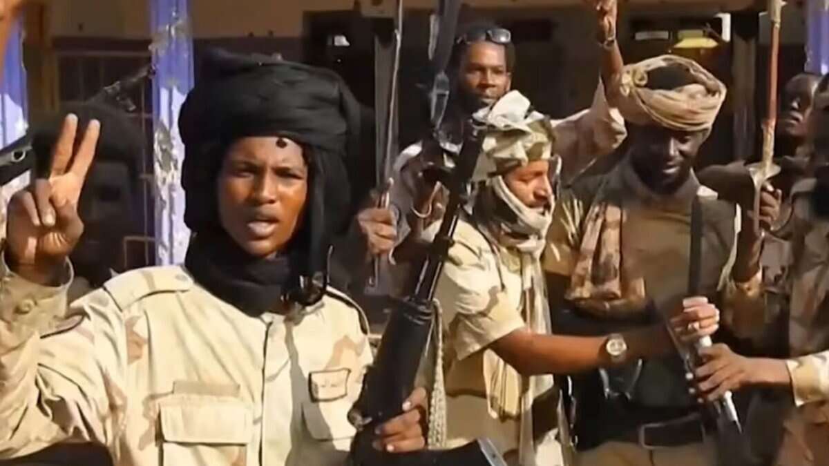 RSF fighters seen celebrating with weapons on the streets of El-Fasher in Sudan’s Darfur region.