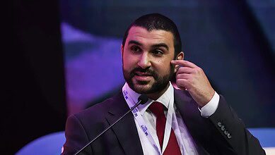 British journalist Sami Hamdi speaks during a panel discussion.