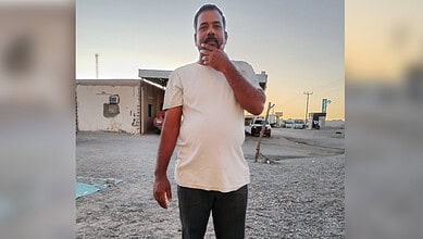 Telangana worker Koyyada Yellaiah at work site in Saudi Arabia before his death.