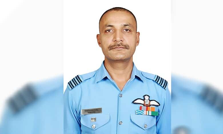 Portrait of IAF Wing Commander Namansh Syal in uniform.