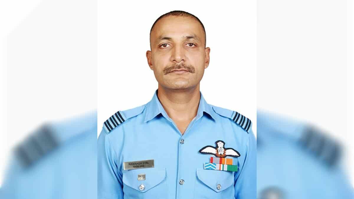 Portrait of IAF Wing Commander Namansh Syal in uniform.
