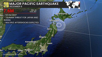 A powerful 7.6-magnitude earthquake struck off the coast of northern Japan