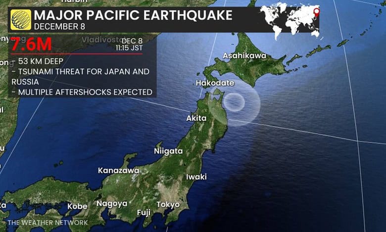 A powerful 7.6-magnitude earthquake struck off the coast of northern Japan