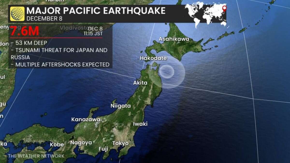 A powerful 7.6-magnitude earthquake struck off the coast of northern Japan