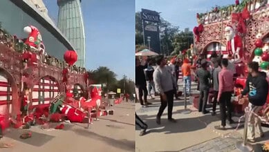 Christmas decorations uprooted in Raipur's MAgneto mall during Chhattisgarh Bandh
