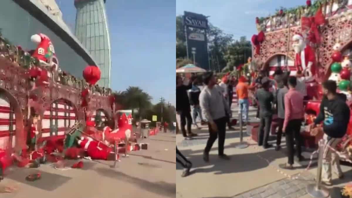 Christmas decorations uprooted in Raipur's MAgneto mall during Chhattisgarh Bandh