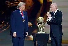 Donald Trump receiving FIFA Peace Prize