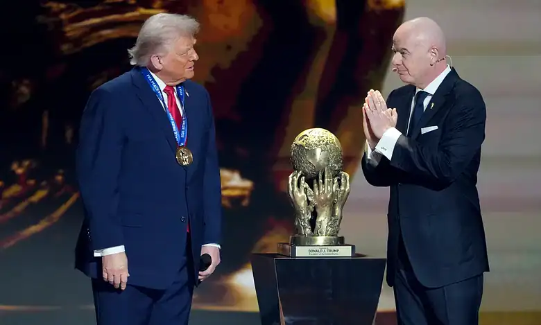 Donald Trump receiving FIFA Peace Prize