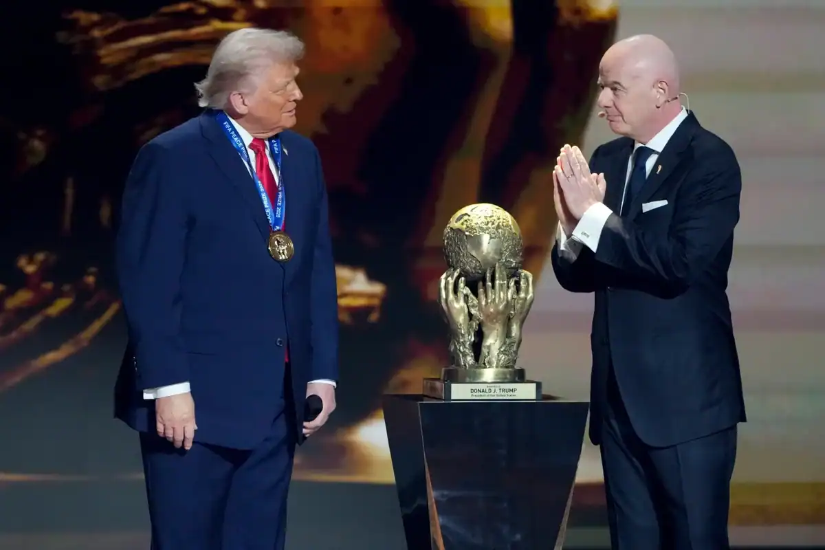 Donald Trump receiving FIFA Peace Prize