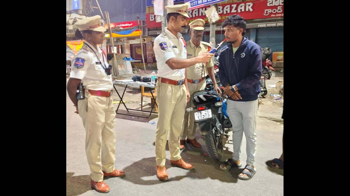Hyderabad traffic police check commuters for drunk driving