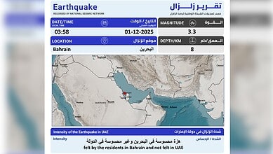 Baharain's National Seismic Network shows the epicentre of the earthquake