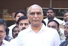 Harish Rao addresses the media after visiting students at a hospital in Hyderabad