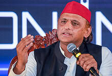 Hyderabad Samajwadi Party MP Akhilesh Yadav speaks during the 'Vision India' summit.