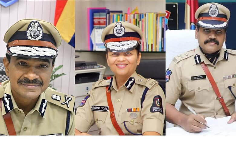 (From left to right) IPS CV Anand, IPS Shikha Goel and IPS Stephen Ravindra