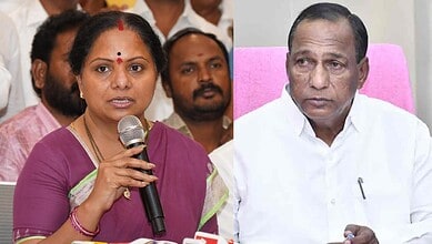 Kavitha accuses ex min Malla Reddy of land grabbing in Medchal.