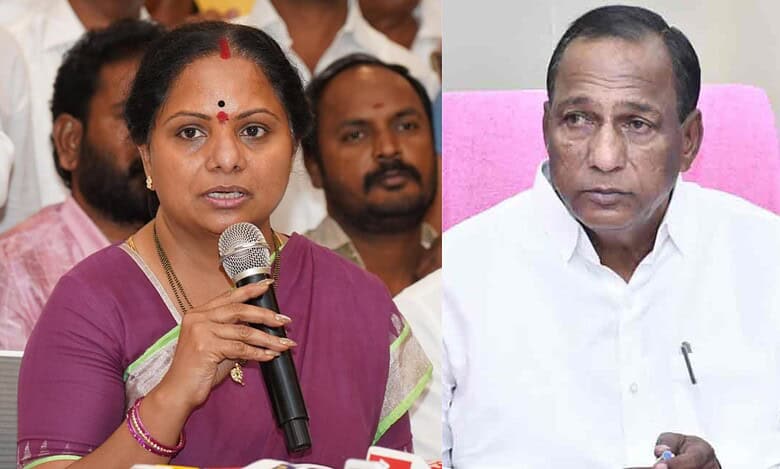Kavitha accuses ex min Malla Reddy of land grabbing in Medchal.