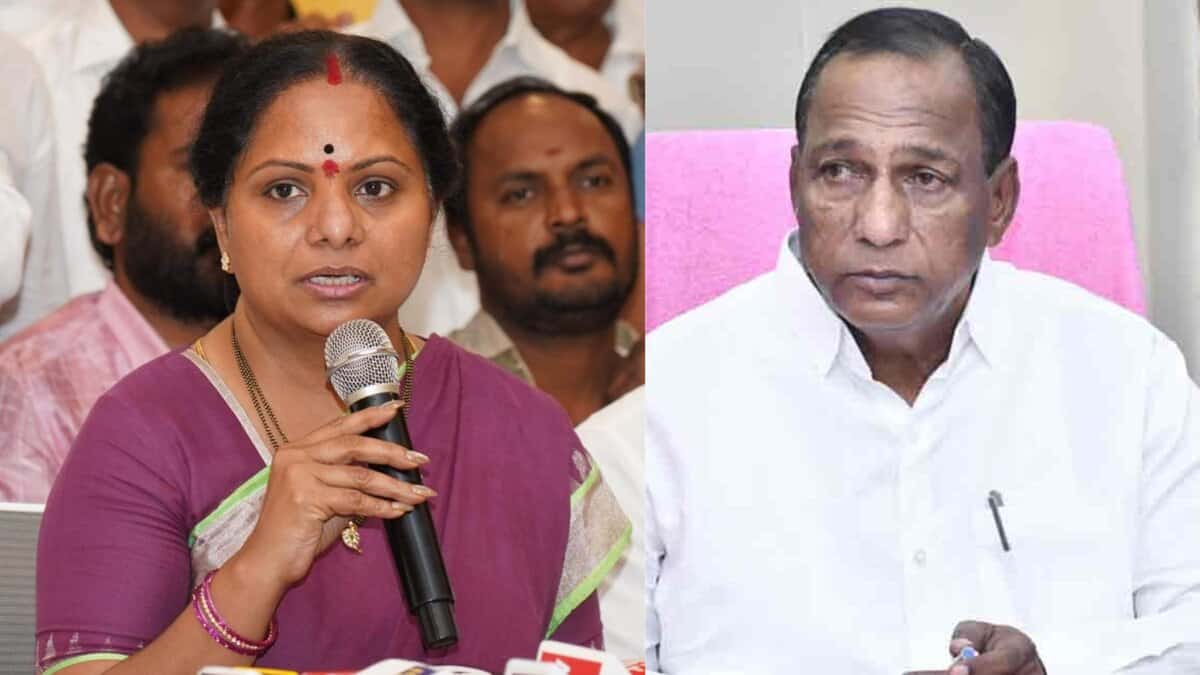 Kavitha accuses ex min Malla Reddy of land grabbing in Medchal.