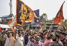Thiruvananthapuram: BJP workers celebrate their victory during the Kerala local body polls, at a counting station in Thiruvananthapuram on Saturday. (PTI Photo)