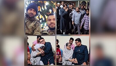 Mohammed Ahmed (extreme top left) MBT Spokesperson Amjed Ullah Khan with Ahmed's family