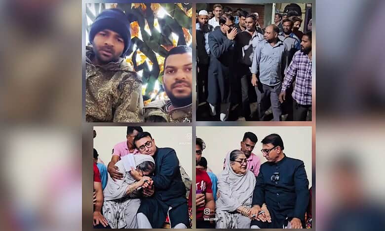 Mohammed Ahmed (extreme top left) MBT Spokesperson Amjed Ullah Khan with Ahmed's family