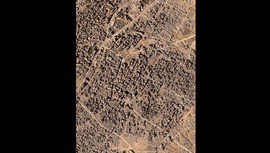 A satellite image of demolition in Gaza