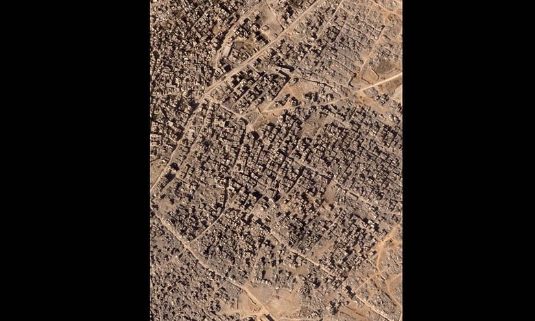 A satellite image of demolition in Gaza