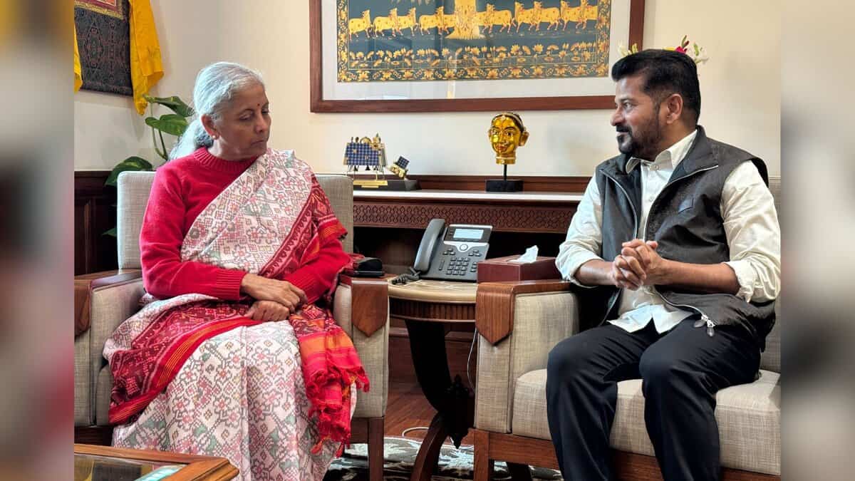Telangana cheif minister Revanth Reddy with finance minister Nirmala Sitharaman