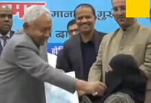 Nitish Kumar pulls woman's niqab during gathering