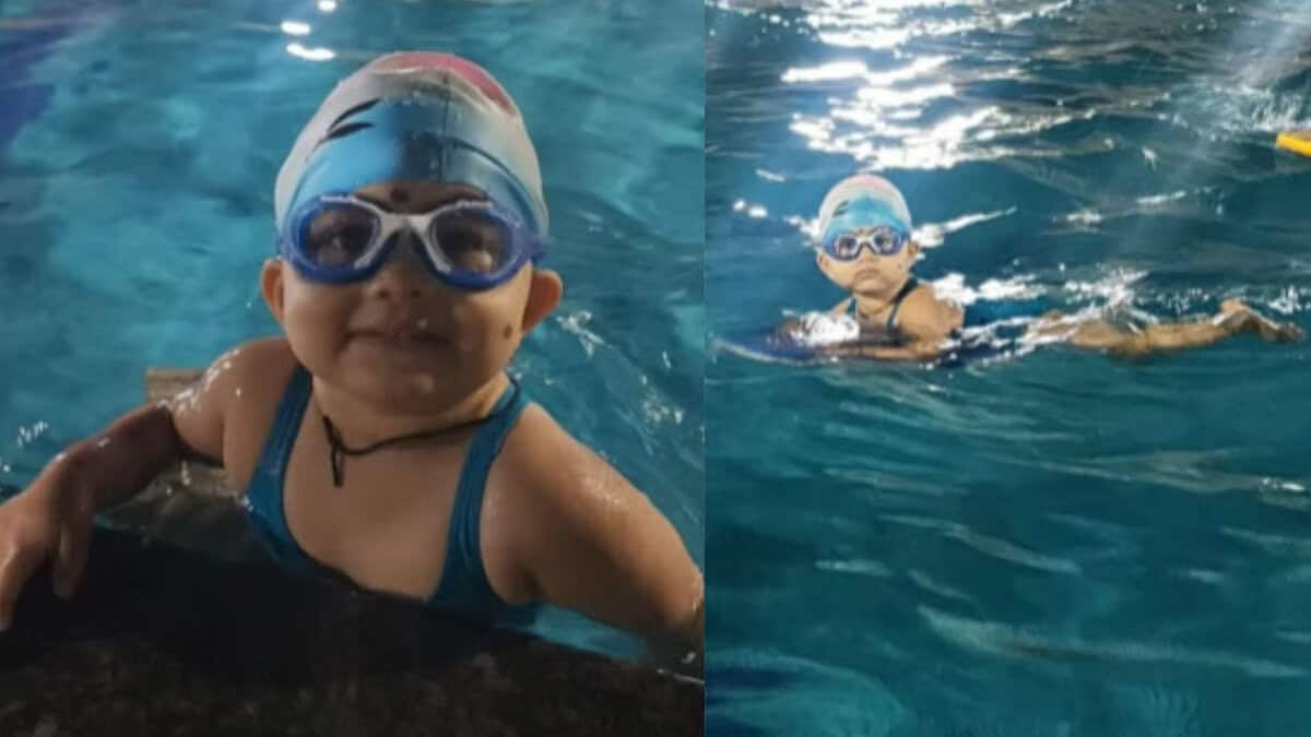 One year old Veda Paresh completed 100 meter swim enters India's book of records