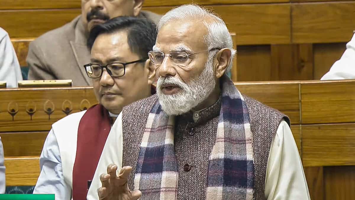 PM Modi initiating the Vande Mataram debate in Lok Sabha at the Winter Session of Parliament