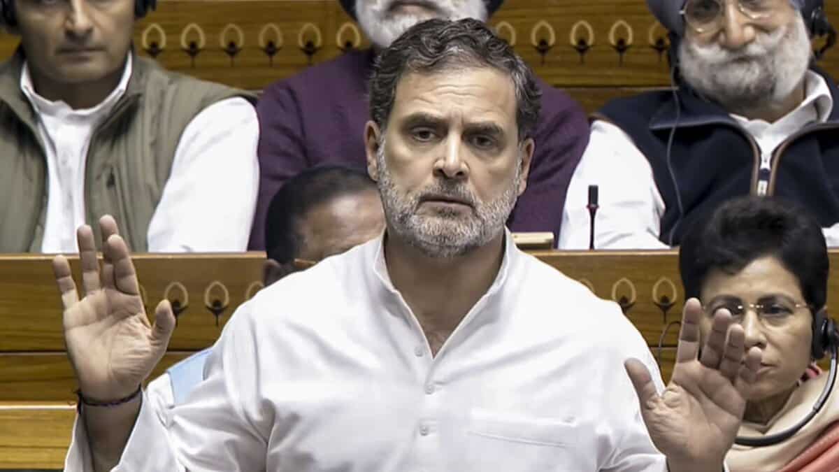 Leader of Opposition in Lok Sabha Rahul Gandhi speaking during the Winter Session