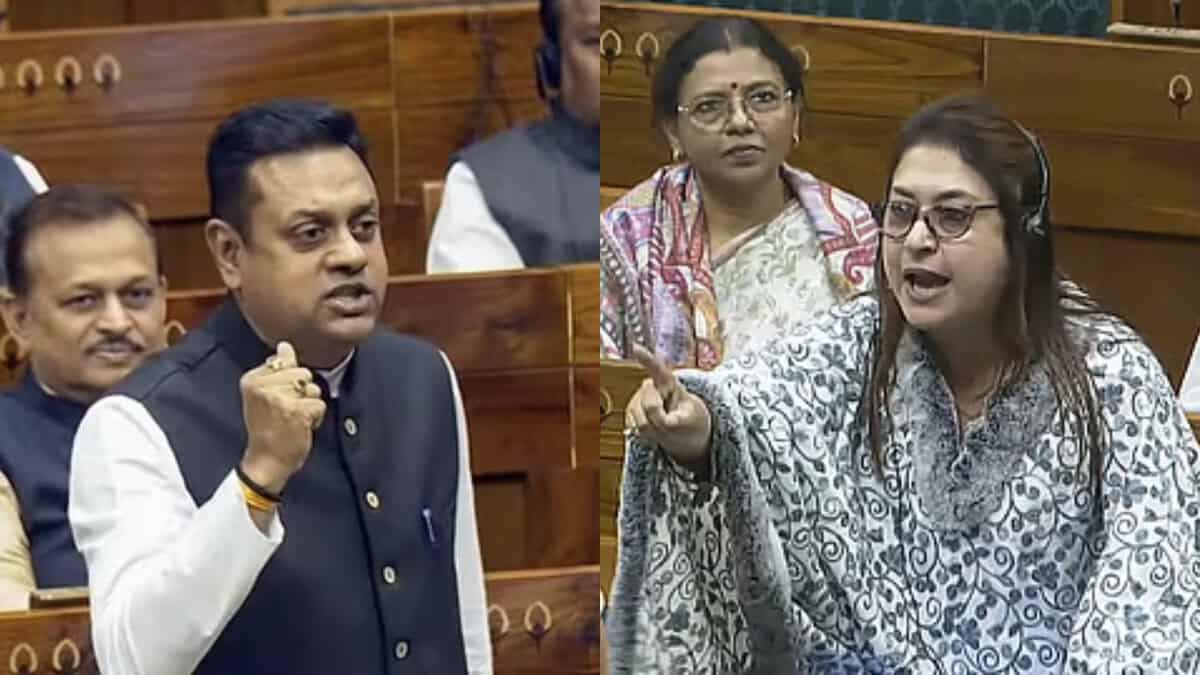 TMC MP Satabdi Roy and BJP MP Sambit Patra in Lok Sabha debate