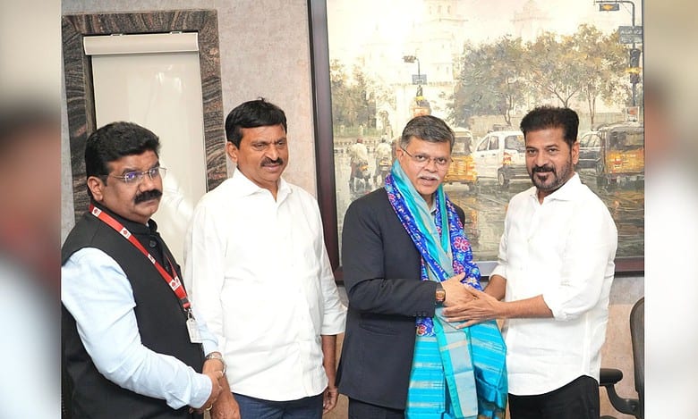 Telangana CM Revanth Reddy with HUDCO chairman in Hyderabad