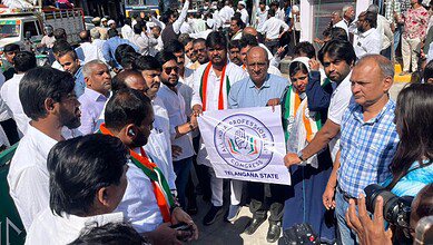 Members of All India Professionals' Congress protest against VB-G RAM G Bill in Secunderabad